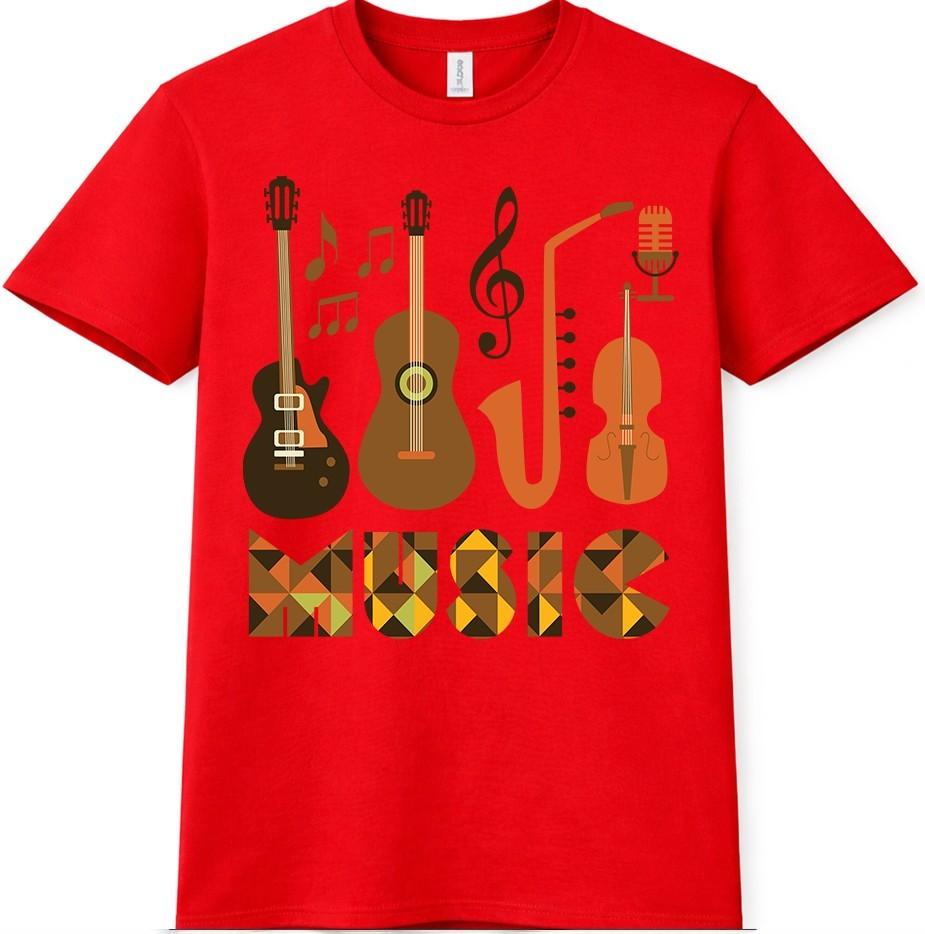 Music T-Shirt Guitar Saxophone Violin Microphone Graphic Band Lover Tee 4XL