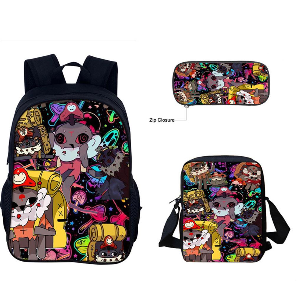 Ryggsäck med stor kapacitet för grundskole- och gymnasieelever, tecknad axelväska och pennfodral för barn