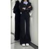 Women High Waist Stretch Flare Jeans Fall Slimming Draped Bootcut Floor Length Denim Pants For Pear Shaped Body