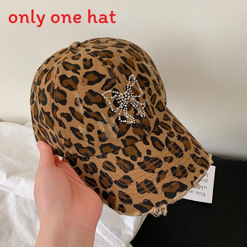 American Retro Leopard Print Embroidered Baseball Cap With Curved Brim For Women Sunshade