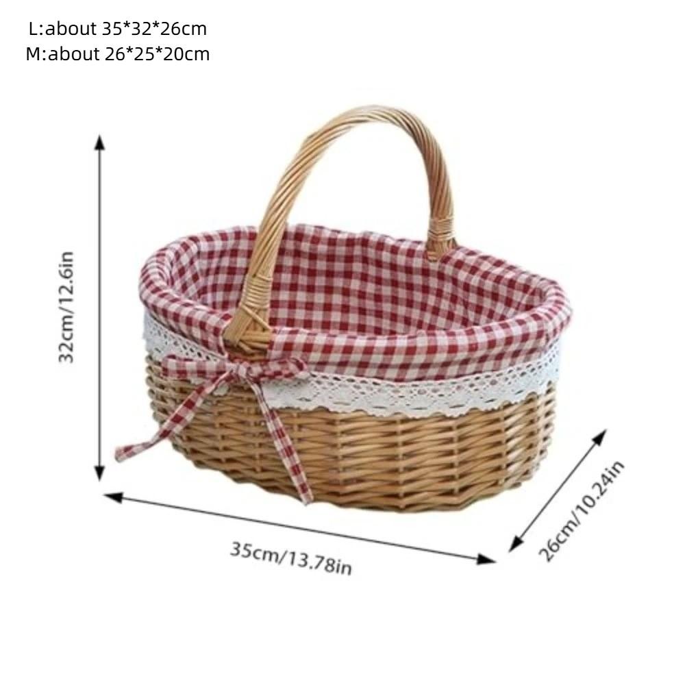 Λινό Ύφασμα Επένδυση Καλάθι Αποθήκευσης Πολυλειτουργικό Καλάθι Πικνίκ Ψάθινο Πλεκτό Καλάθι Υπαίθριο Κάμπινγκ
