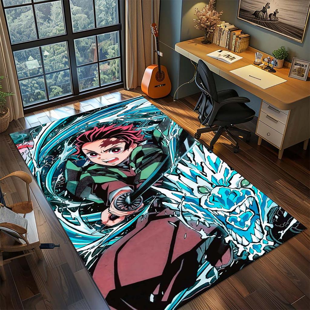 Demon Slayer Anime Rug Carpet Large Area Rug Non Slip Washable Floor Mat Gamer Room Bedroom Home Decor -QJY