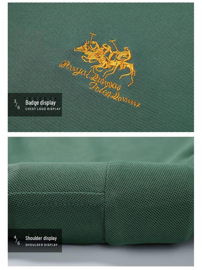 Men's Short-Sleeve Embroidered Polo Shirt - Casual Fit, Ideal for Middle-Aged and Young Adults, Summer Collection.