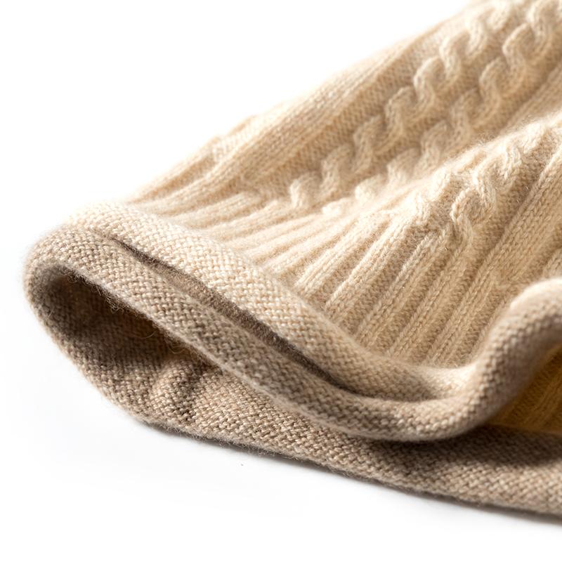 100% Cashmere Women'S Two-Color Rolled Edge Twisted Flower Knitted Pullover Hat Winter Warmth Ear Protection Pile Up Hat For Men