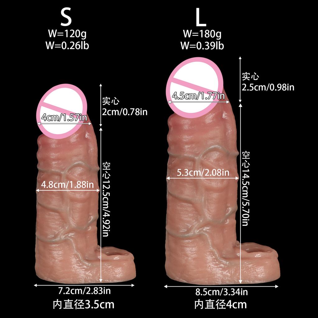 New Realistic Penis Sleeve Soft Condom Penis Extender Hollow Cock Cover Adult Sex Toys Women Men Gay Masturbador 18