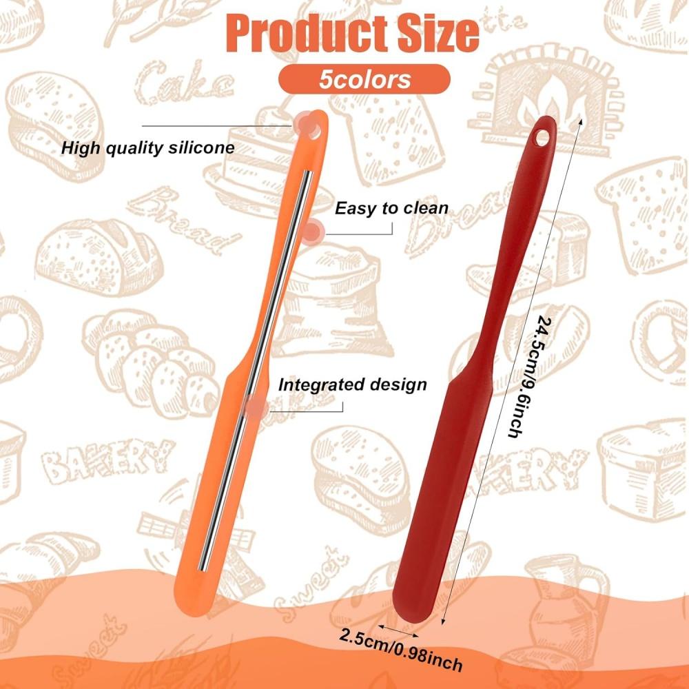 High Temperature Resistant Silicone Long Spatula Multi-color Cream Spatula Household Cake Making Small Accessories Baking Tools