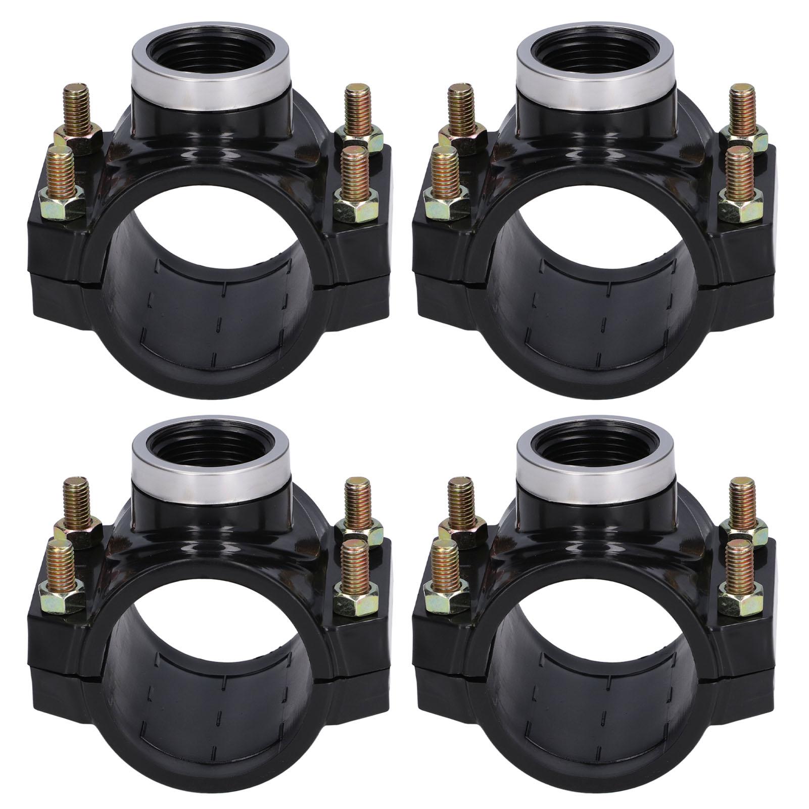 

4 Sets Water Drain Saddle Plastic Pipe Additional Quick Connector Tee Kit G1 Female Thread