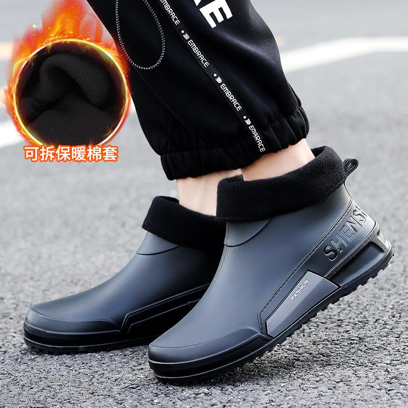 Waterproof shoes men's and women's rain shoes short tube couple Korean version rain boots wear non-slip and wear-resistant water boots r