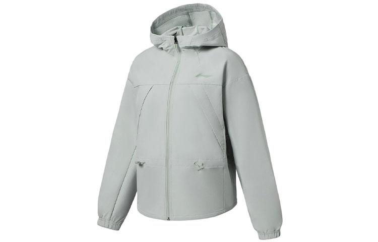 Li Ning Fitness Series Jackets Women s Water Gray Green Hooded Moderate Other AFDS014-3 L