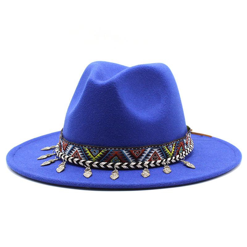 European, American and British style new classic jazz top hat simple fashion big eave hat men's and women's woolen hat