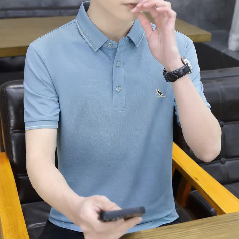 DAISHU Men's Silk Blend Short-Sleeve Polo Shirt