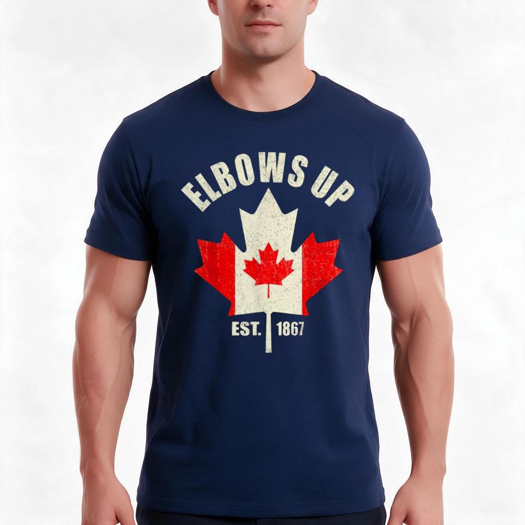 Elbows Up Canada Est 1867 Proud Canada TShirt Summer Casual Cotton Tee Oversized Streetwear Tops Vintage Graphic Print