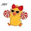 Smooth Edge Pin Enamel Technology Brooch, Cartoon Anime Cheerleading Duck Shape Pin, Small Vibrant Color Brooch Sturdy for School Uniforms Bags Daily