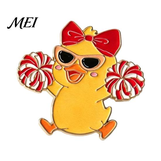 Smooth Edge Pin Enamel Technology Brooch, Cartoon Anime Cheerleading Duck Shape Pin, Small Vibrant Color Brooch Sturdy for School Uniforms Bags Daily