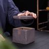 Japanese Style Retro Square Ceramic Tea Caddy - Handmade Coarse Pottery for Pu'er and White Tea, Old Rock Mud Non-Sealed Jar