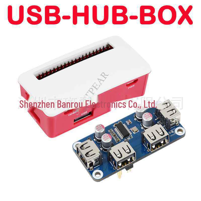 

Raspberry Pi Zero Expansion Board: Red/White Frosted Shell with 4-Port USB 2.0 HUB