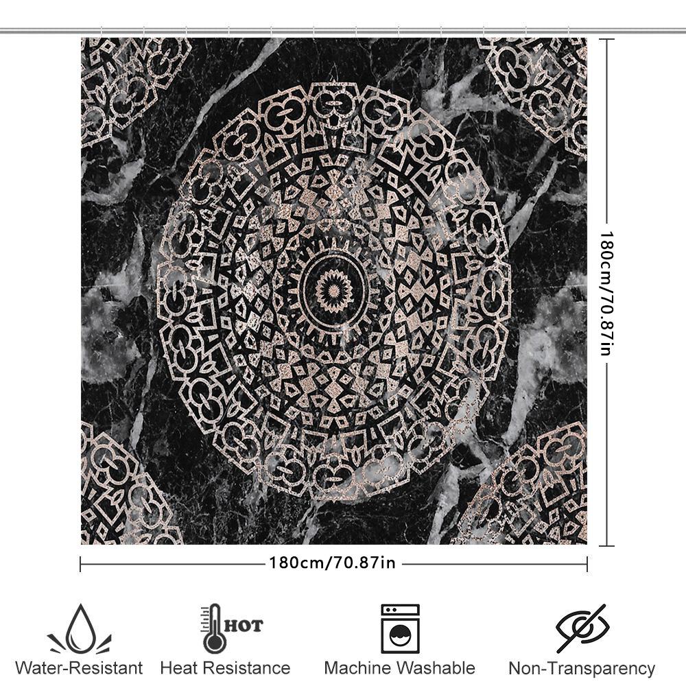 Boho Shower Curtain Mandala Pattern Nature Inspired Bathroom Decor Tropical Floral Abstract Art Modern Farmhouse Home Textile