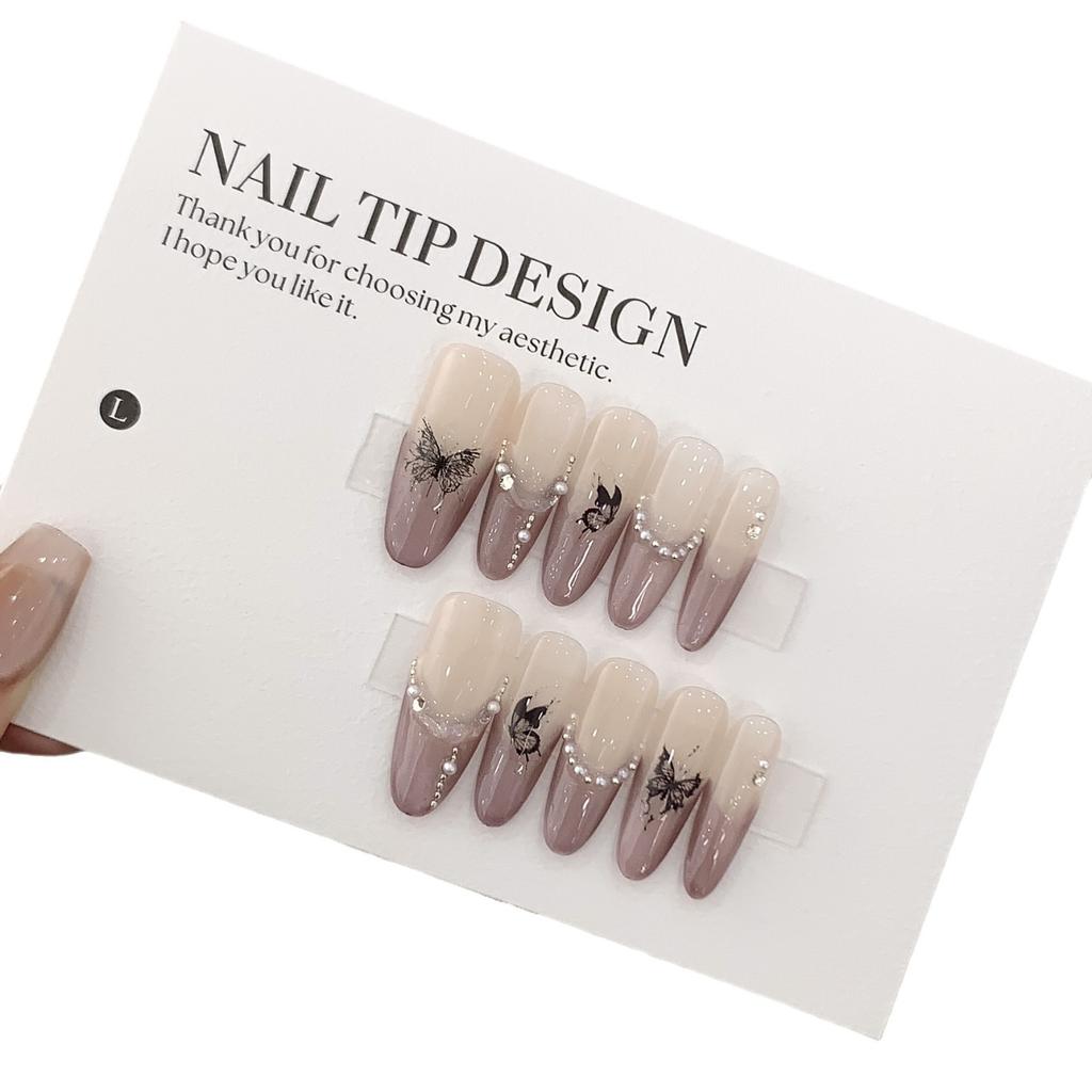 Gradient Crushed Diamond Chain French 3D Three-dimensional Relief Butterfly Jiangnan Mist and Rain Patch