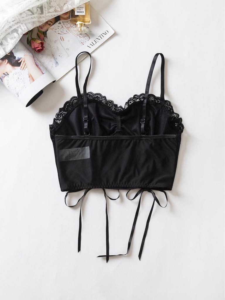 Damen Dunkel Samt Schnür-Camisole - Bügellose Erotische Dessous