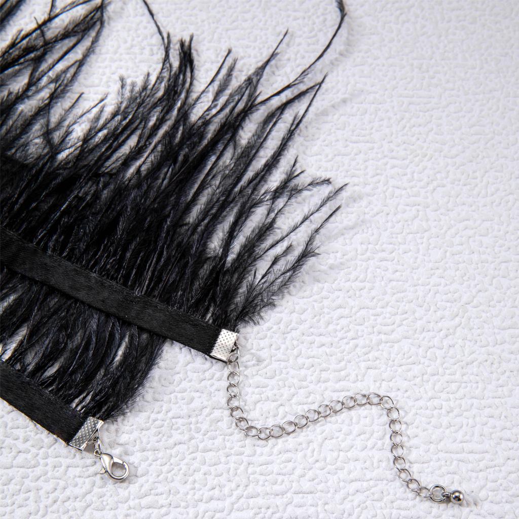 Mode Dunkler Gothic Stil Feder Quaste Kurze Halskette für Frauen Schmuck Einfache Kreative Choker Halskette