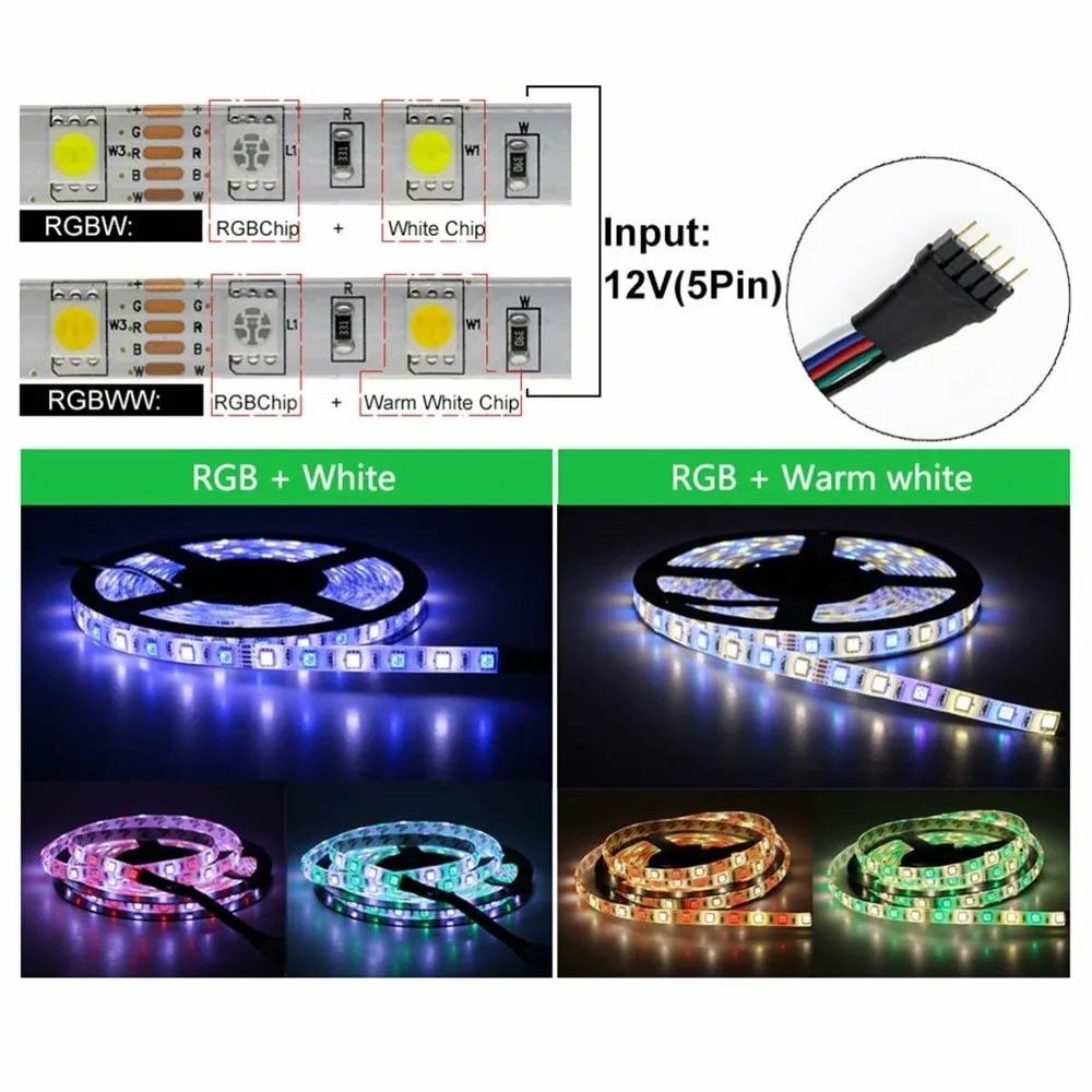 5m-20m 12V Led Strip Light 5050 RGB RGBW RGBWW Smart WiFi APP Controller 60Leds/M Dimmable Flexible Ribbon Tape Support Alexa