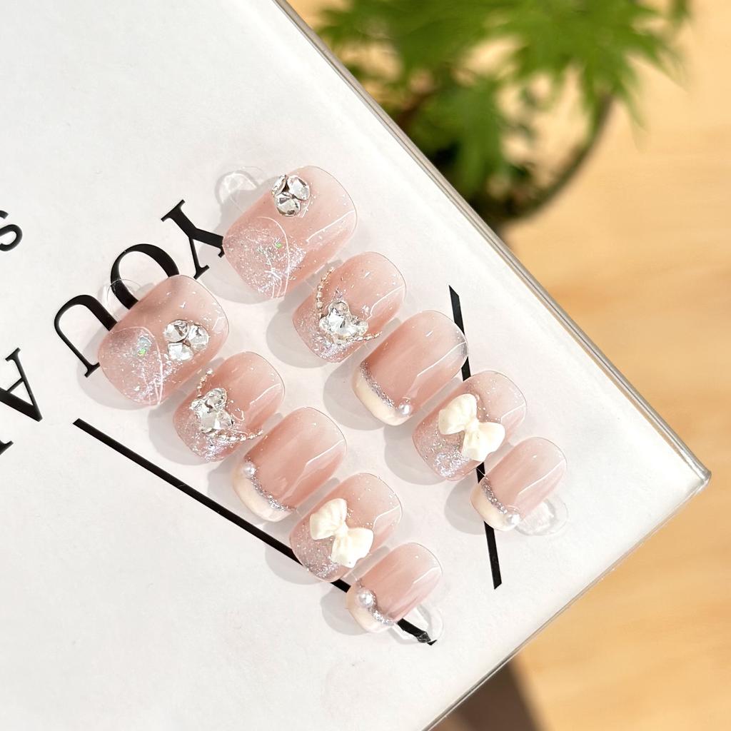 Quick Nails Hand Wear Nail Bow French Fake Nails Phototherapy Nail Art Fake Nail Stickers Press On Nails