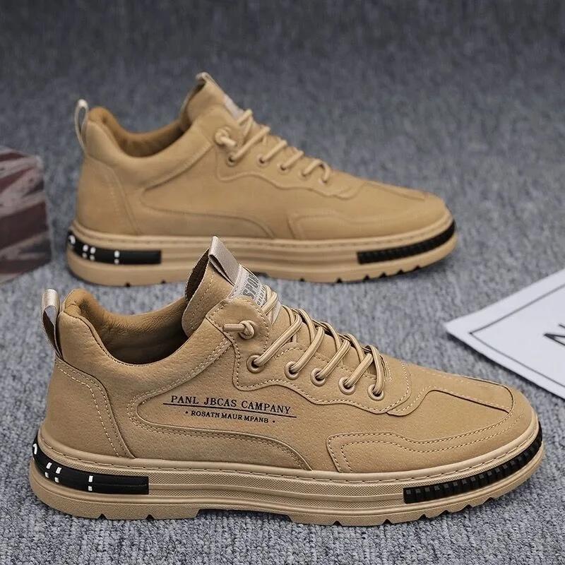 Retro Men Works Shoes Outdoor Breathable Wear-resistant Casual Sneakers Spring Fashion Anti-slip Platform Hiking Shoes Versatile