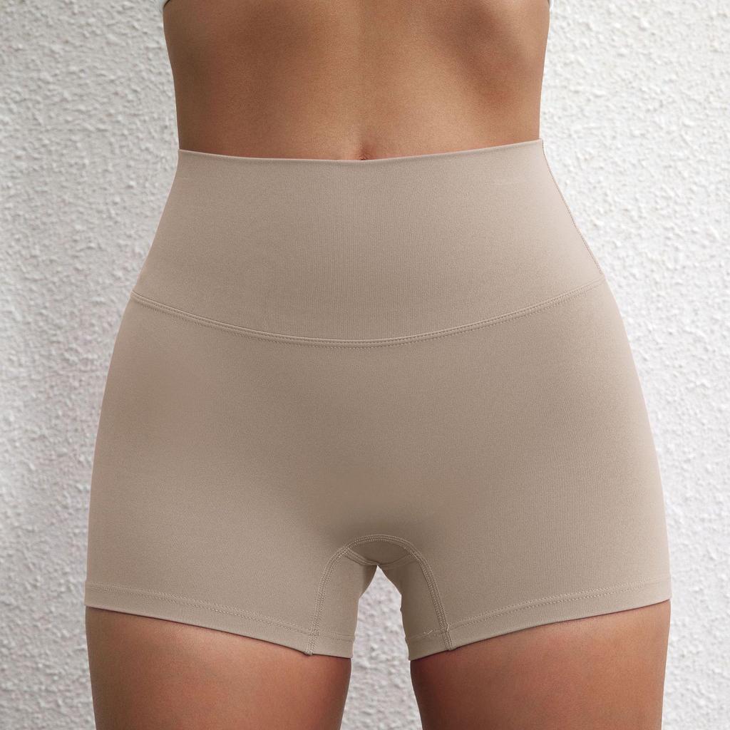 Plain Color High-Stretch Yoga Shorts - Soft, Three-Quarter Length Base Layer