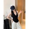 Kumikumi Gyaru Style White Kinked Hanging Neck Cami Women Summer Sexy Chic Slimming Backless Top