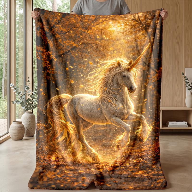 Unicorn in Flower Meadow Theme blanket Lightweight Warm Flannel Blanket Decorative Throw Blanket for Home Decoration