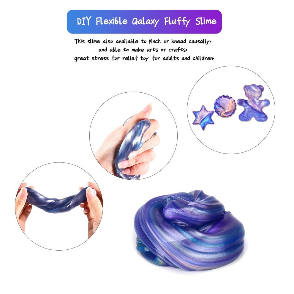 Galaxy Fluffy Slime 3pcs Blue and Purple Scented Stress Relief Toy for Kids and Adults