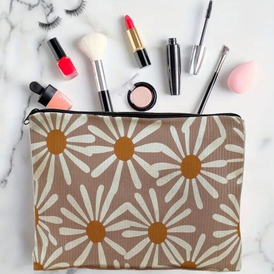 Yousheng Cosmetic Storage Bag, Thickened Canvas Pouch, with Smooth Zipper Large Capacity Stationery Organizer, Oil Painting Print Cosmetic Pouch