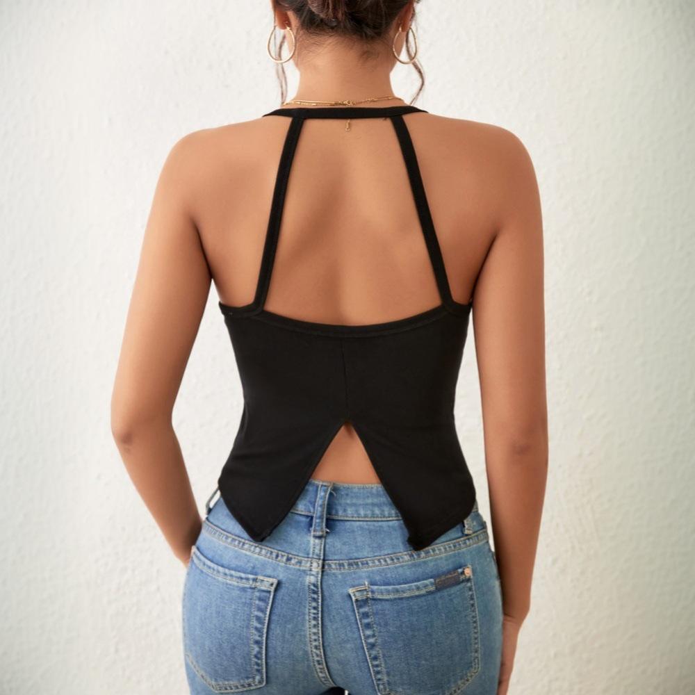 

2025 Spring/Summer Versatile Women s Simple Sexy Tank Top - Fashion Basic M чёрный