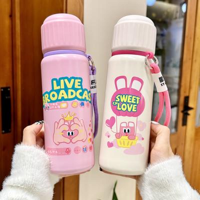 Nový hrnek s termoskou Dětská brčka Vysoká úroveň vzhledu Kelímek na vodu Studentský nerezový kelímek Přenosný Školní Roztomilý Speciální