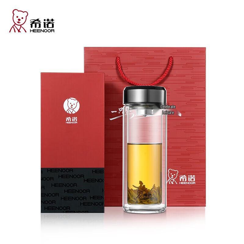 HEENOOR 315ml Double Wall Glass Tea Bottle with Infuser