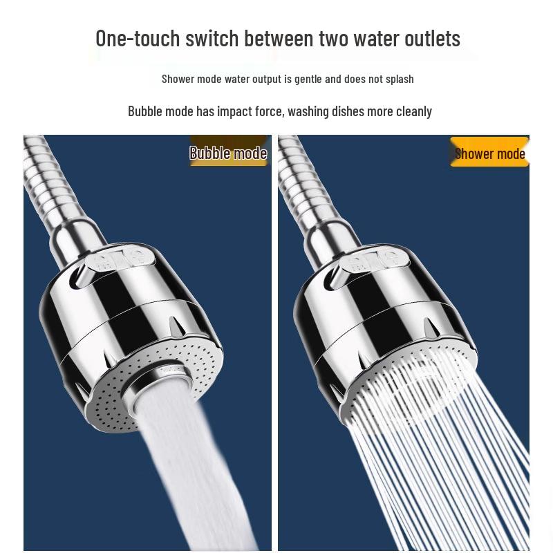 Univerzální otočný nástavec na kuchyňskou baterii proti stříkání se sprchovou hlavicí