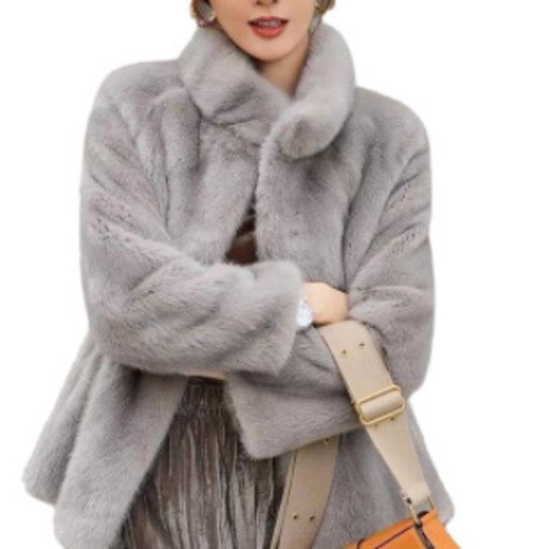 Imitation Mink Fur Coat Women's New Loose Stand-up Collar Thin Long-sleeved Imitation Rabbit Fur Thickened Mink Coat