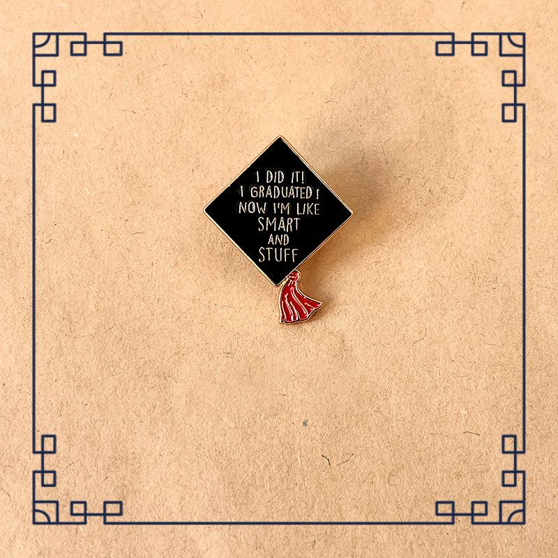 Creative Graduation Gift Metal Enamel Brooch Clip Fashion Book Hat Flower Badge Men Women Clothing Pin Fashion Jewelry Accessori