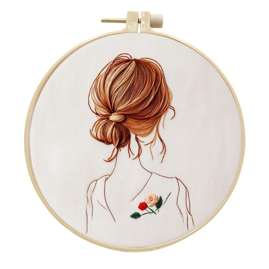 1Pc Girl Pattern Embroidery DIY Craft Fabric Material Kit Creative Craft Needle and Thread