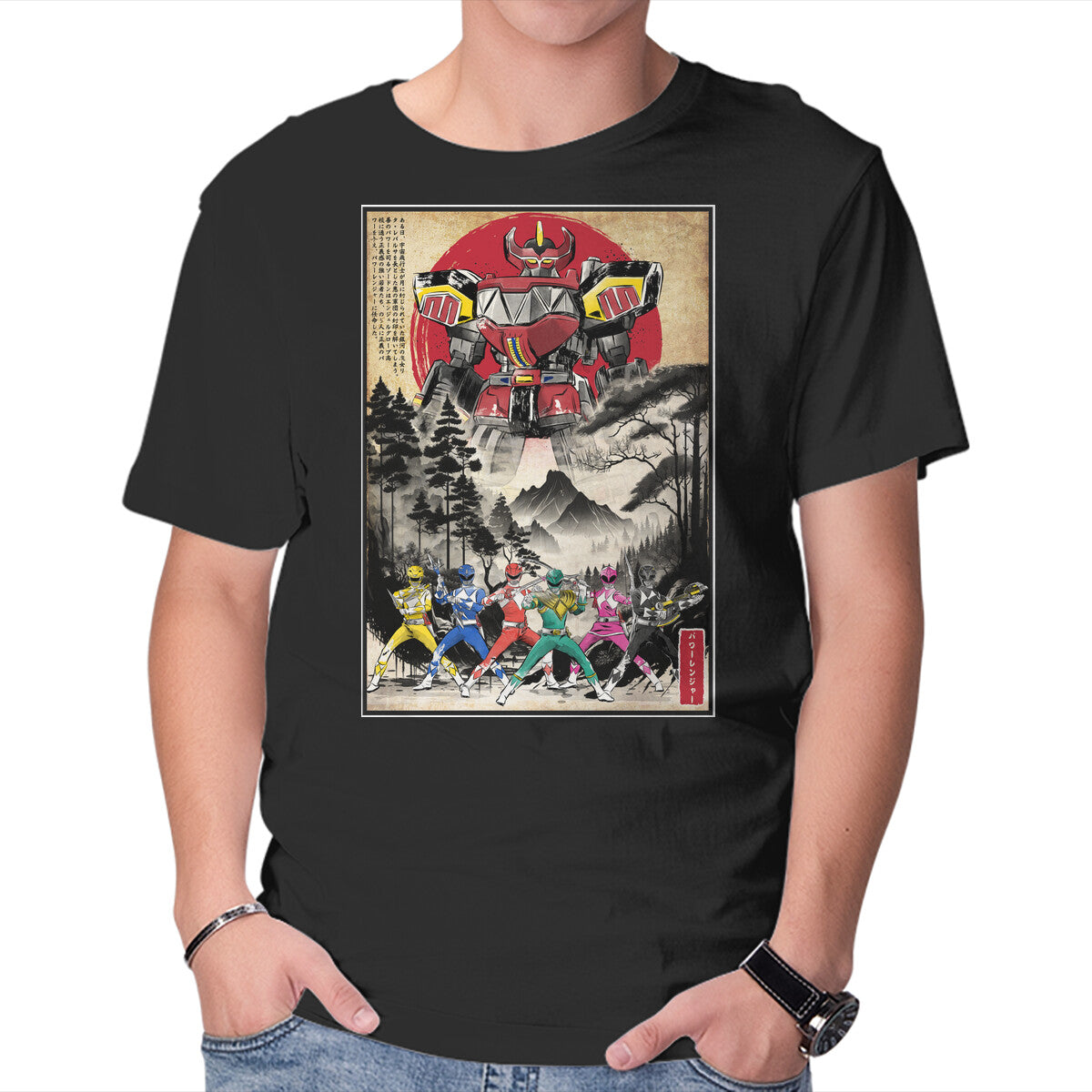 Unisex Crew Neck T-Shirt Rangers In Japan Woodblock Graphic Short Sleeve Casual Tee S