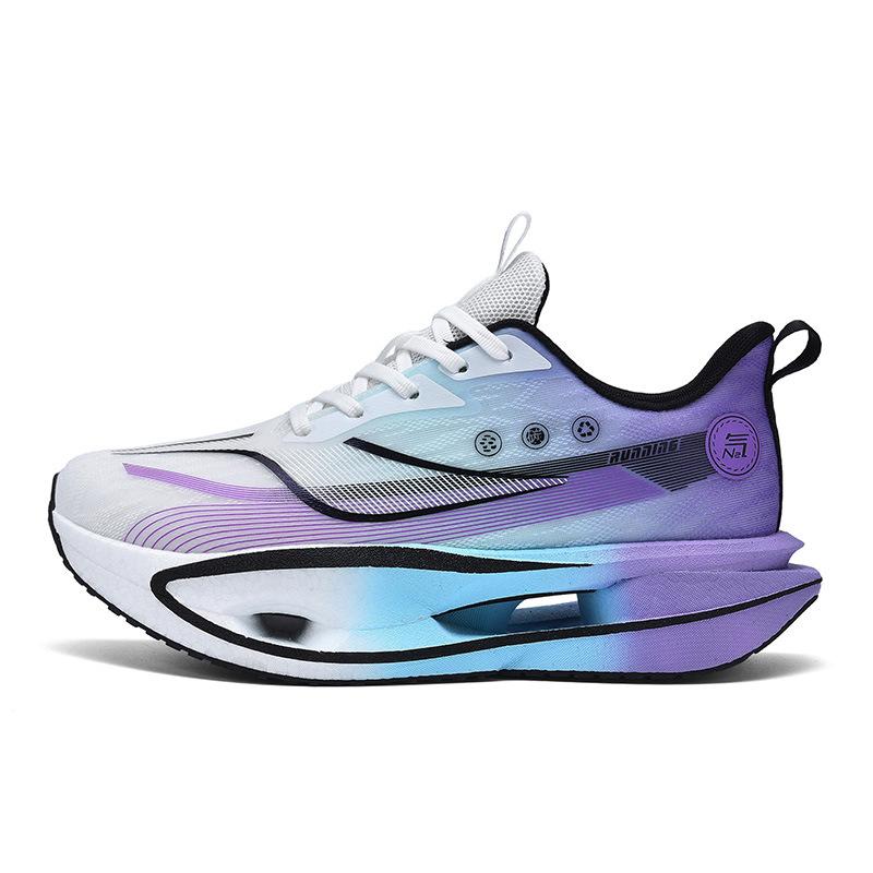 Large size racing carbon plate lightweight soft sole real explosive running shoes student training marathon non-slip sports shoes