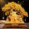 Feng Shui Money Cat Resin Sculpture with Crystal Fortune Tree, Lucky Wealth Charm with "Wealth Flowing In" Inscription,Gift for Office/Home Decor