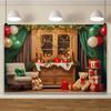 Christmas Snow Barn Door Family Party Holiday Birthday Party Photography Background Hanging Cloth