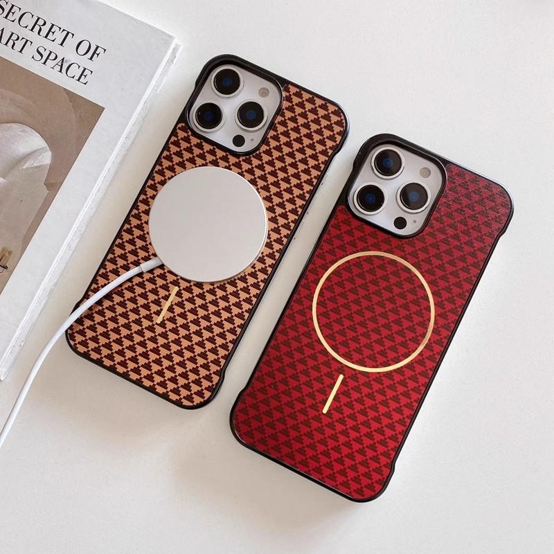Borderless Diamond PC Suitable for Apple 16promax Mobile Phone Case IPhone 15 Knitted Fine Circle Magnetic Suction Prevent Falling