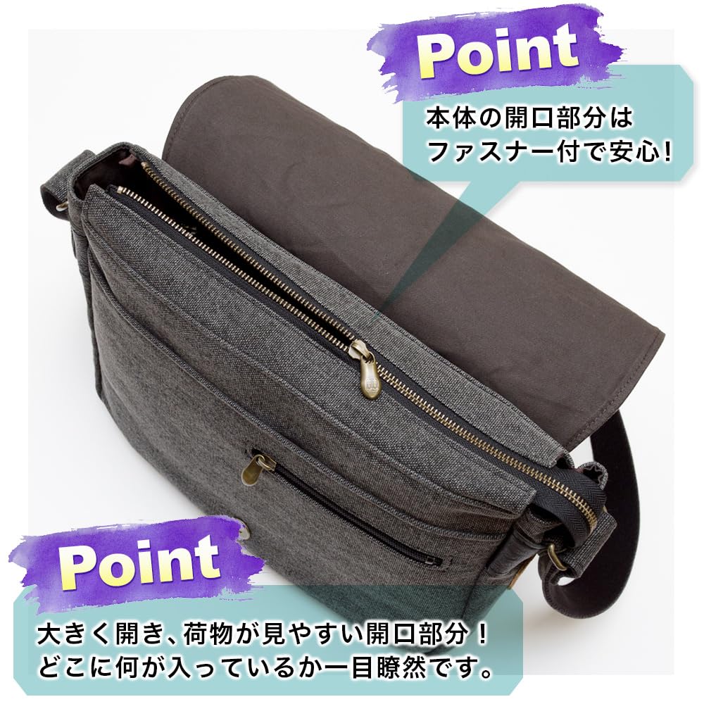 Umhängetasche für die Schulter aus Canvas mit lockerem Überschlag Schulter Toyooka [creare KIKI] Herren, Umhängetasche, Tasche, leicht, Japan, Tasche im japanischen Stil, A4,