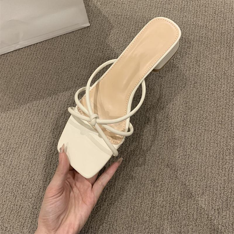 2024 New Open Toe Women Slippers Fashion Narrow Band Slides Ladies Outdoor Low Heel Sandal Summer Women's Shoes