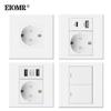 EIOMR USB Type-C Electrical Socket Switch, 86mm*86mm Flame Retardant PC Panel, Wall Socket Light Switch Europe 16A Power Outlet