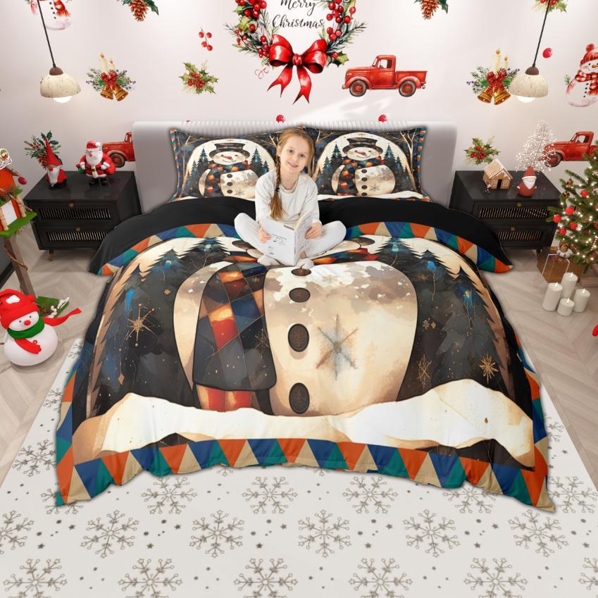 Comforter Homewish Xmas Santa Claus For Kids Children 2Pcs/3Pcs Rustic Lodge Cabin Xmas Bedding Happy New Year Bed Set