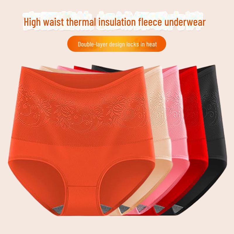 Nuevo Estilo Otoño/Invierno Ropa Interior Térmica de Algodón de Cintura Alta para Mujer con Felpa Plus