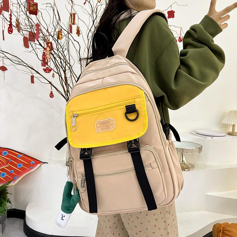 Three-Piece Backpack Set Color Contrast Large Capacity Student Schoolbag Women Backpack with Pen Bag